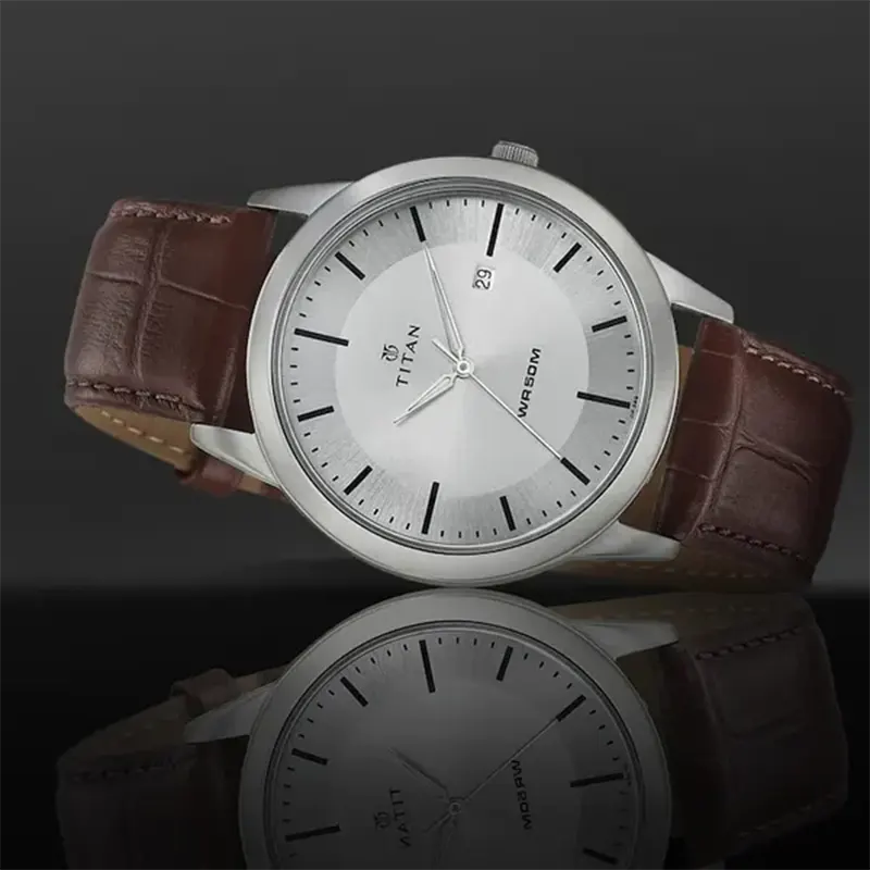 Titan Workwear Brown Leather Men's Watch- 1584SL03